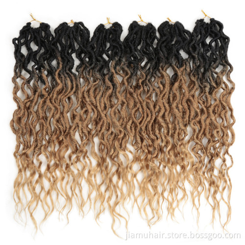 Goddess Faux Locs Crochet Hair Gypsy With Curly End Synthetic Braiding Hair Extensions Ombre Dreadlocks Braid
